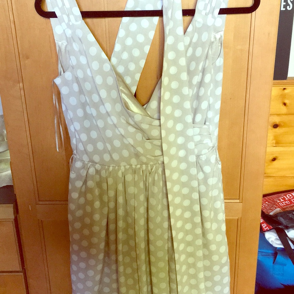 Express polka dot faux wrap dress